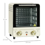Mini Oven, 15 Litres Electric Oven and Grill with 60-230? Adjustable Temperature, 60 Minute Timer, Include Baking Tray, Wire Rack and Crumb Tray, 1000W, Cream White