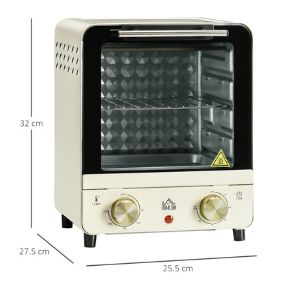Mini Oven, 15 Litres Electric Oven and Grill with 60-230? Adjustable Temperature, 60 Minute Timer, Include Baking Tray, Wire Rack and Crumb Tray, 1000W, Cream White