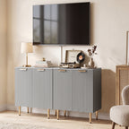 HOMCOM Sideboard Buffet Cabinet, Modern Kitchen Storage Cabinet with Adjustable Shelf and Metal Legs, Grey