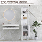 HOMCOM Tall Bathroom Cabinet with Open Shelves and Adjustable Shelf - White