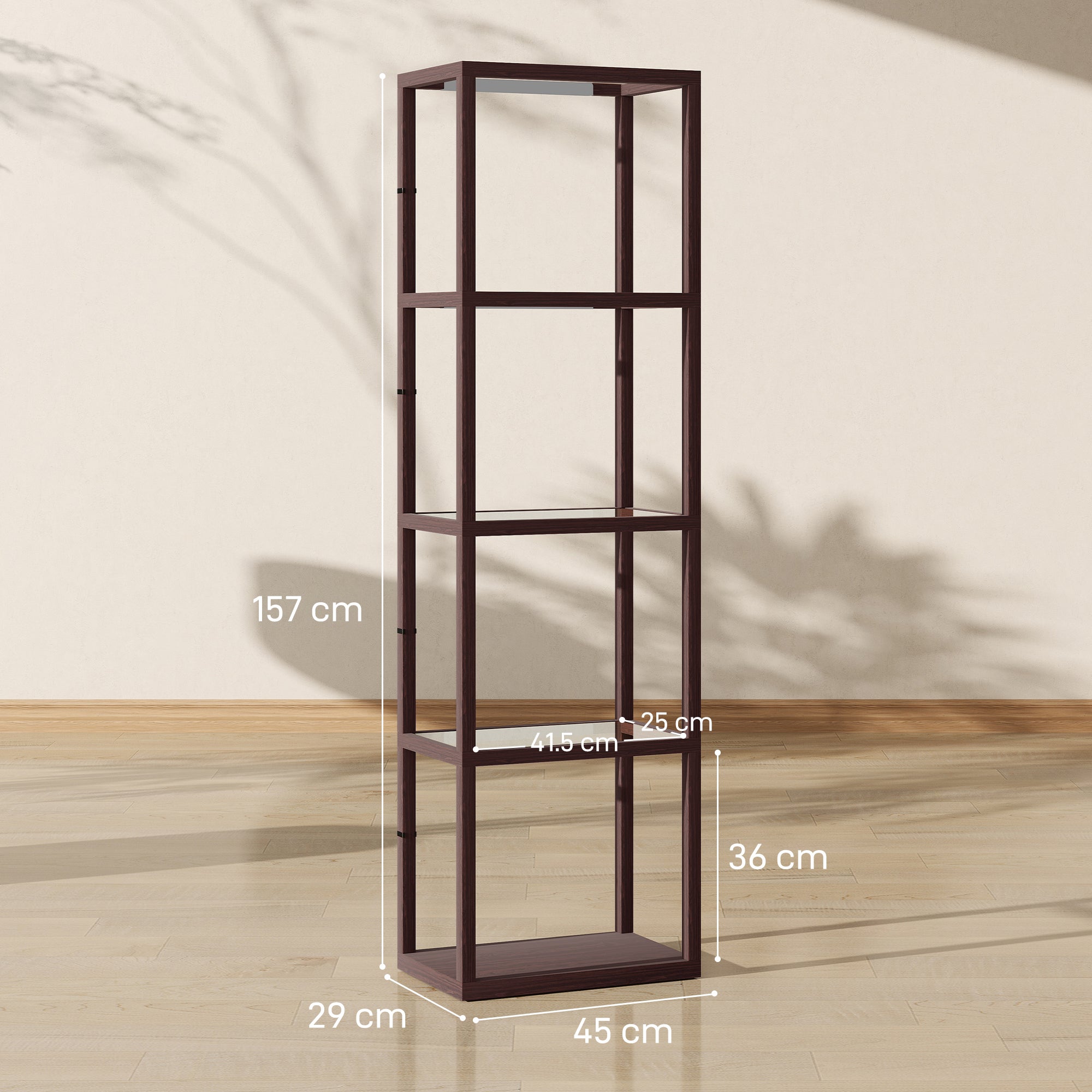 Four-Shelf Floor Lamp - Dark Brown