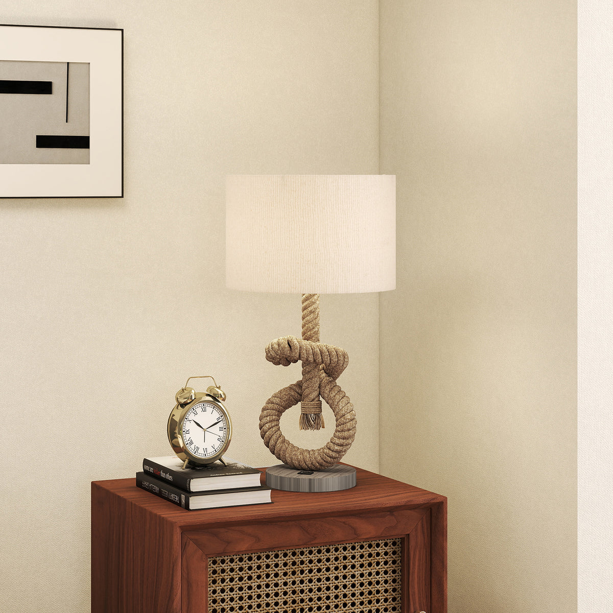 Nautical LED Table Lamp with USB Charging Port, Bedside Desk Lamp for Bedroom, Living Room, Home Office