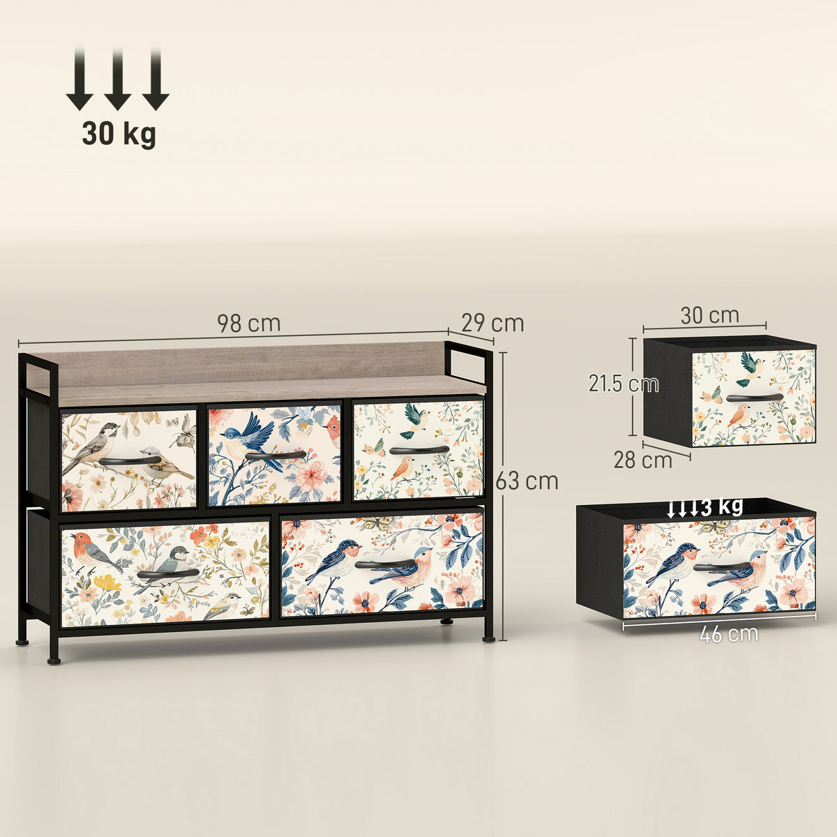 5-Drawer Chest of Drawers - White