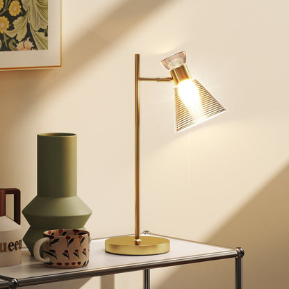 Modern Table Lamp, Bedside Lamp with Adjustable Flower-Shaped Head and E27 Socket for Living Room Bedroom Study, Bulb Not Included, Gold Tone