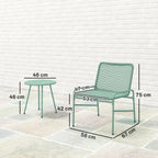 Outsunny 3 Piece Rattan Bistro Set, Outdoor Garden Furniture Set with 2 Chairs, Round Coffee Table for Patio, Balcony, Green