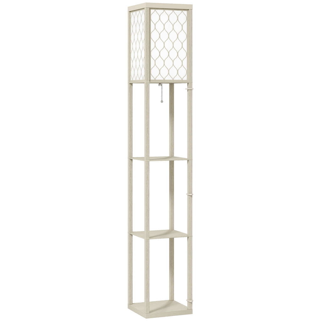 Three-Shelf Standing Lamp - Oak/White