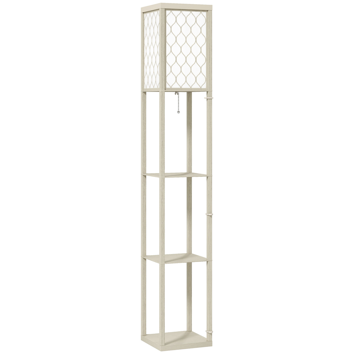 Three-Shelf Standing Lamp - Oak/White