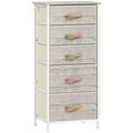 HOMCOM Chest of Five Fabric Drawers - Natural Wood Finish
