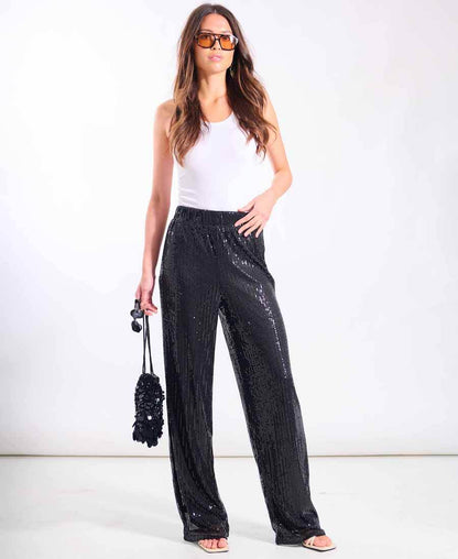 Black Jersey Sequin Trouser