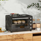 NETTA 28L Toaster Oven with Double Hotplate, 1600W Countertop MIni Oven with 60 Minute Timer & 230°C Temp Control, Baking Tray & Wire Rack, Black