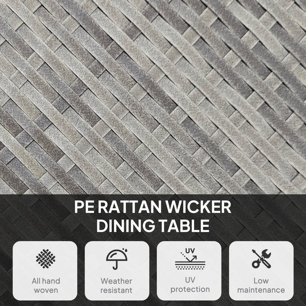 Outsunny 90 cm Wood-Effect Rattan Garden Table - Grey