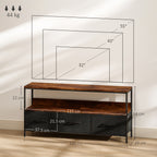 TV Stand Cabinet with 3 Foldable Drawers - Rustic Brown