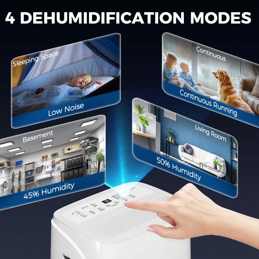 30L/Day Dehumidifier with Auto-Clean Filter, Continuous Drainage, 4L Water Tank, 24H Timer, Digital Humidity Display, Dehumidifier for Home Damp, Bedroom, Condensation, Mould, Laundry Drying