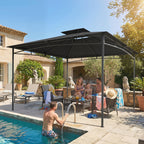 Outsunny 3 x 3 m Gazebo, Garden Gazebo with 2-Tier Roof, Metal Frame, Dark Grey