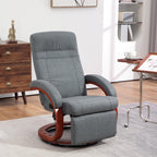 HOMCOM 135° Manual Reclining Swivel Chair, with Footrest - Grey