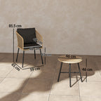 Outsunny Three-Piece Cut-Out Rattan Chair and Table Set - Brown/Black
