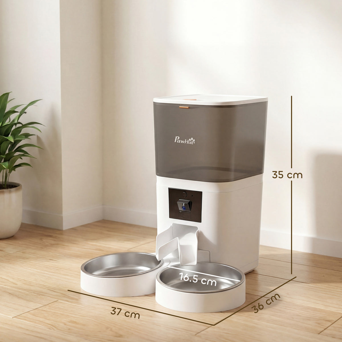 PawHut Automatic Cat Feeder for 2 Cats with HD Camera?2.4G & 5G WiFi Pet Food Dispenser 6L APP Control