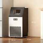 Commercial Ice Maker Machine, Freestanding Stainless Steel Ice Machine with Self-Cleaning, LCD Display, 45kg/24 Hours and 11kg Ice Storage for Home, Office, Bar, Restaurant, Supermarkets