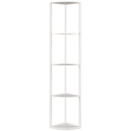 RGB LED Floor Lamp with Shelves, 5-Tier Dimmable Standing Lamp with Adjustable Brightness and Remote Control, Modern Corner Display Shelf Unit for Living Room Bedroom Office, White