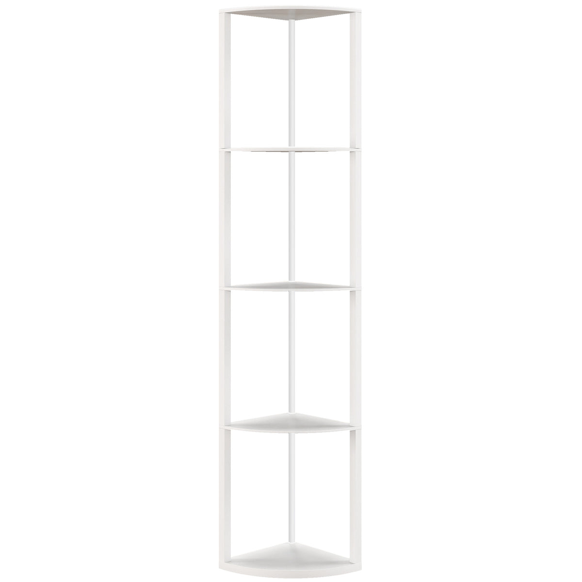 RGB LED Floor Lamp with Shelves, 5-Tier Dimmable Standing Lamp with Adjustable Brightness and Remote Control, Modern Corner Display Shelf Unit for Living Room Bedroom Office, White