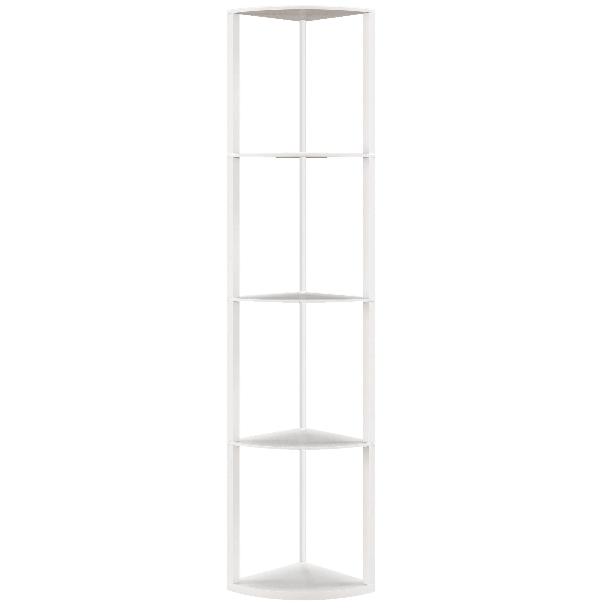 RGB LED Floor Lamp with Shelves, 5-Tier Dimmable Standing Lamp with Adjustable Brightness and Remote Control, Modern Corner Display Shelf Unit for Living Room Bedroom Office, White