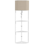 Corner Floor Lamp with Shelves, Tall Standing Lamps for Living Room, with Pull Chain Switch Bulb not Included, White