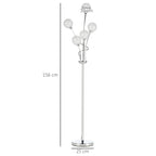 Floor Lamps for Living Room Bedroom with 5 Light, Modern Upright Standing Lamp, 34x25x156cm, Silver