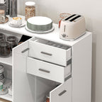 HOMCOM Sideboard, Modern Storage Cabinet with 2 Drawers, 3 Doors and Adjustable Shelves, Kitchen Cabinet, White