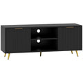 Modern TV Stand Cabinet for TVs up to 55", TV Unit with 2 Open Shelves and 2 Cabinets, Entertainment Centre with Cable Management for Living Room, Black