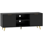 Modern TV Stand Cabinet for TVs up to 55", TV Unit with 2 Open Shelves and 2 Cabinets, Entertainment Centre with Cable Management for Living Room, Black