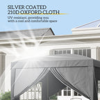 Outsunny 3 x 3 m Garden Pop Up Gazebo, Wedding Party Tent Marquee, Water Resistant Awning Canopy with Sidewalls, Windows, Carry Bag, Grey