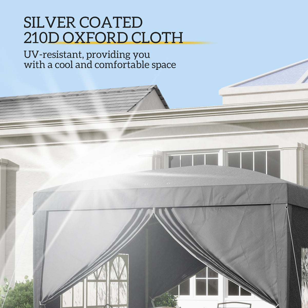 Outsunny 3 x 3 m Garden Pop Up Gazebo, Wedding Party Tent Marquee, Water Resistant Awning Canopy with Sidewalls, Windows, Carry Bag, Grey