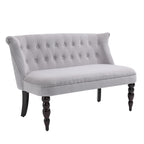 HOMCOM Velvet 2 Seater Sofa, Button Tufted Wingback Loveseat with Rubber Wood Legs for Living Room, Bedroom, Grey