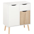 HOMCOM Sideboard Floor Cabinet Storage Cupboard with Drawer and Solid Wood Legs for Bedroom, Living Room, Entryway, Brown