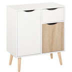 HOMCOM Sideboard Floor Cabinet Storage Cupboard with Drawer and Solid Wood Legs for Bedroom, Living Room, Entryway, Brown