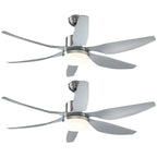 Set of 2 Reversible Ceiling Fan with Light, 6 Blades Indoor Modern Mount LED Lighting Fan with Remote Controller, for Bedroom, Living Room, Silver