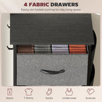 HOMCOM Chest of Four Fabric Drawers - Charcoal Grey