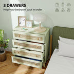 HOMCOM Rattan Chest of Drawers, 4 Drawer Storage Unit with Tapered Legs, Bedroom Storage Organiser Dresser for Bedside, Entryway, Hallway, Living Room, Light Green