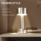 Cordless Table Lamp, Touch LED Desk Lamp with Rechargeable Battery, 3 Colour, for Bedroom Living Room, Silver