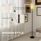Floor Lamp for Living Room, 3D Printed Modern Standing Lamp with Flowing Curved Shade, 3 Colour Temperature & Foot Switch, Minimalist Tall Pole Lampshade for Bedroom, Office, White