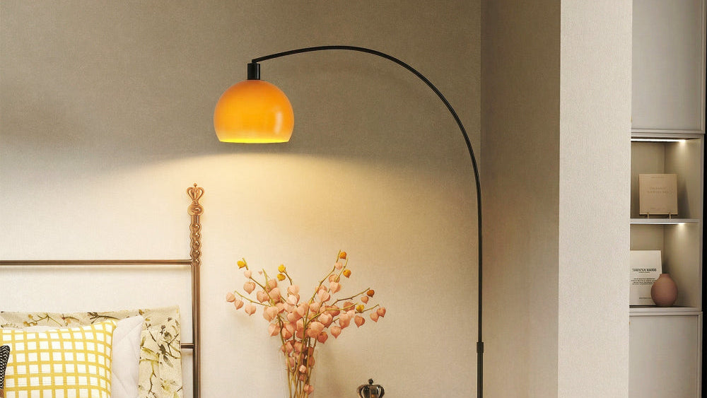Floor Lamp for Living Room, Modern Standing Lamp with Shade & Foot Switch for Bedroom, Office, Black