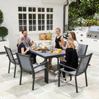 Outsunny Seven-Piece Garden Dining Set, with Plastic Wood-Top Table - Grey