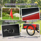 PawHut Dog Bike Trailer, Dog Cart Bicycle Carrier for Small and Medium Pets with 20" Inflatable Rubber Wheels, Red