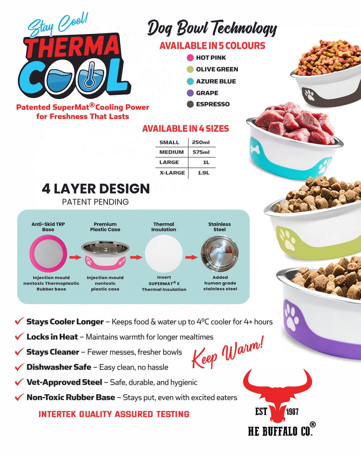 ThermaCool Dog Bowl - Espresso