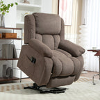 HOMCOM Riser Recliner Armchair with 8 Vibration Massage and Lumbar Heater, Wide Seat, USB Port, Light Brown