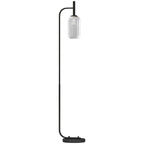 Floor Lamp for Living Room with Glass Lampshade, Modern Standing Lamp with Foot Switch for Bedroom, Bulb not Included, Black