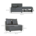 HOMCOM Convertible Single Sofa Bed, 3-in-1 Multi-Functional Sleeper Chair Bed with Magazine Pocket, Grey