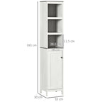 kleankin Tall Bathroom Storage Cabinet, Freestanding Tower Cabinet with 3 Open Shelves and Adjustable Shelf, Antique White