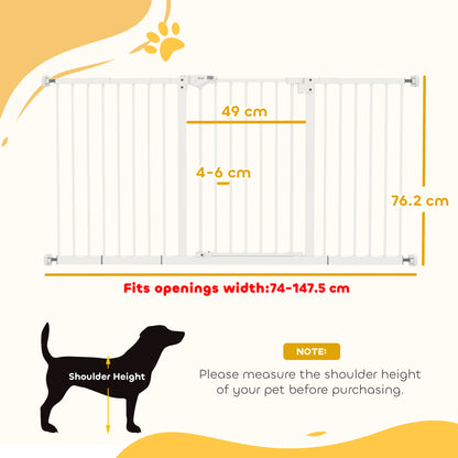 PawHut Adjustable Safety Gate w/ Three Extensions, Four Adjustable Screws, White