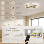 Ceiling Fan with Light and Remote, LED Mount Ceiling Fan with 3 Colour Temperatures, 6 Speed, 50 cm, Gold Tone